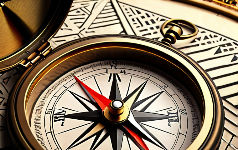**
A compass pointing towards a bright future, symbolizing values guiding life decisions in a changing world. Include elements reflecting Arab culture and aesthetics.
**